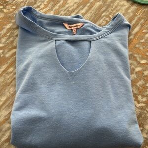 Juicy Couture Blue Gray Cut Out Short Sleeve Top